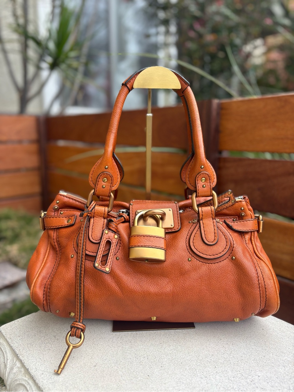 Vintage / Y2K Chloé Paddington-dark orange with dark stitching and Gold hardware